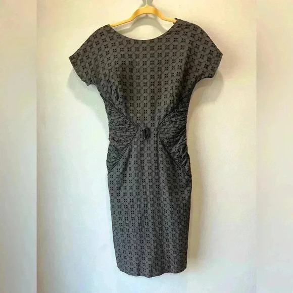 True Vintage black eyelet 60’s wiggle dress- medium - Picture 1 of 10